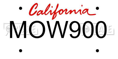 MOW900 California License Plate