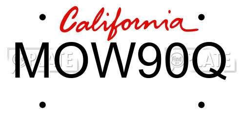 MOW90Q California License Plate