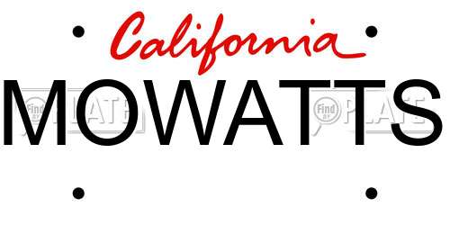 MOWATTS California License Plate