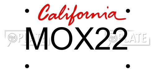 MOX22 California License Plate