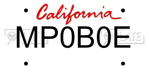 MP0B0E California License Plate