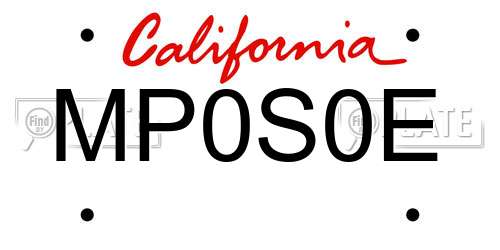 MP0S0E California License Plate