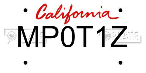 MP0T1Z California License Plate