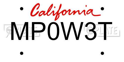 MP0W3T California License Plate
