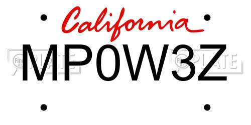 MP0W3Z California License Plate