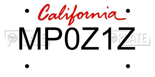 MP0Z1Z California License Plate