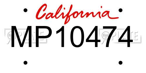 MP10474 California License Plate