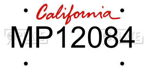 MP12084 California License Plate