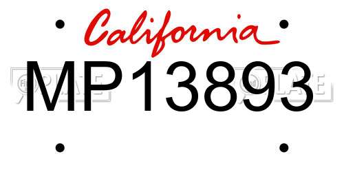 MP13893 California License Plate