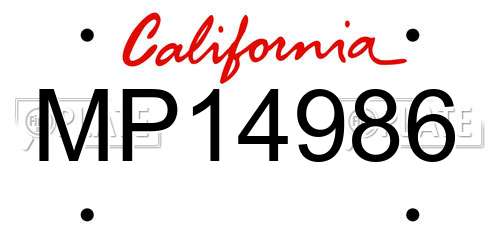 MP14986 California License Plate