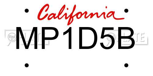 MP1D5B California License Plate