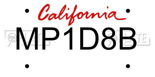 MP1D8B California License Plate