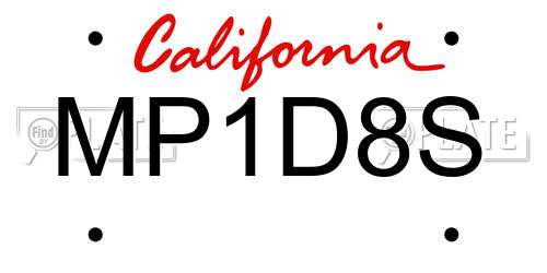 MP1D8S California License Plate
