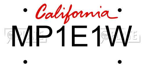 MP1E1W California License Plate