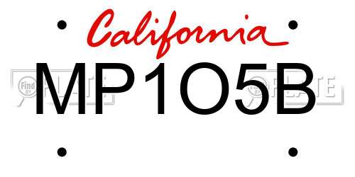 MP1O5B California License Plate