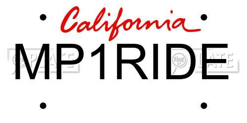 MP1RIDE California License Plate