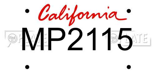 MP2115 California License Plate