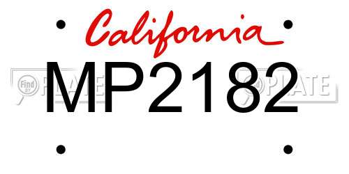 MP2182 California License Plate