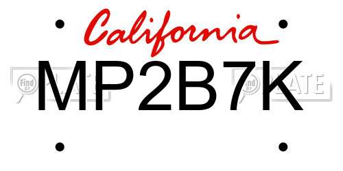 MP2B7K California License Plate