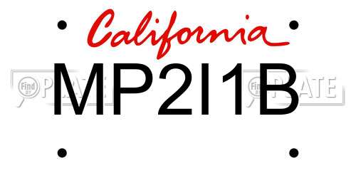 MP2I1B California License Plate