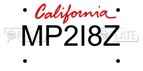 MP2I8Z California License Plate