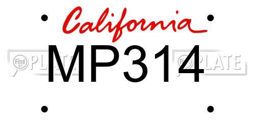 MP314 California License Plate