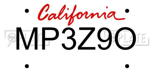 MP3Z9O California License Plate
