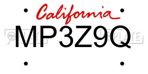 MP3Z9Q California License Plate