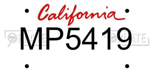 MP5419 California License Plate