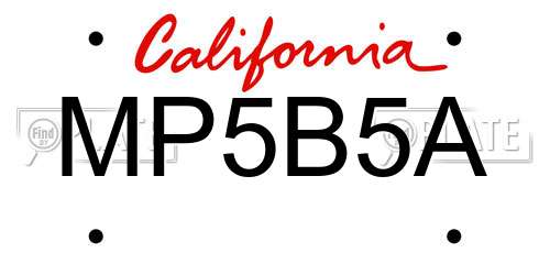 MP5B5A California License Plate