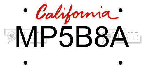 MP5B8A California License Plate
