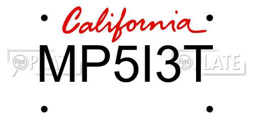 MP5I3T California License Plate