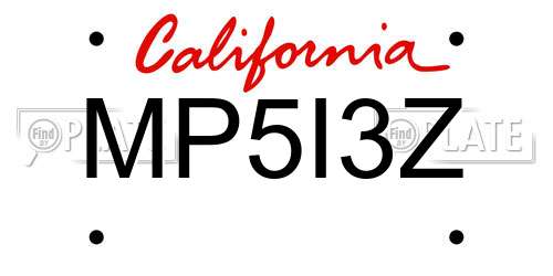 MP5I3Z California License Plate