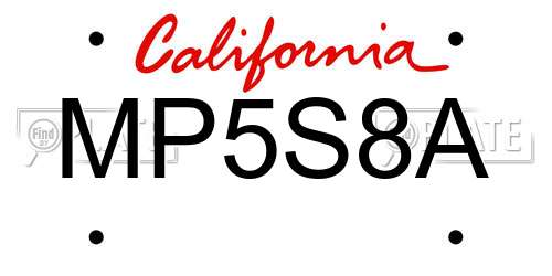MP5S8A California License Plate