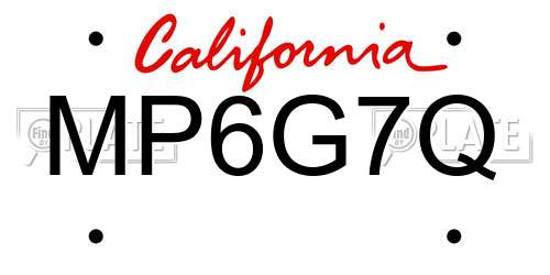 MP6G7Q California License Plate