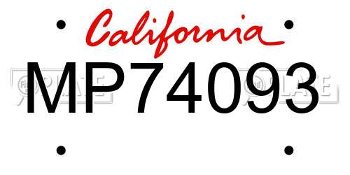 MP74093 California License Plate