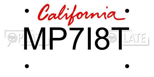 MP7I8T California License Plate