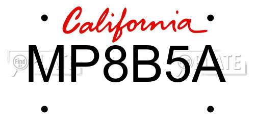 MP8B5A California License Plate