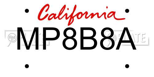 MP8B8A California License Plate