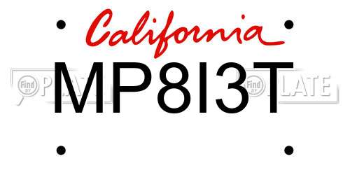 MP8I3T California License Plate