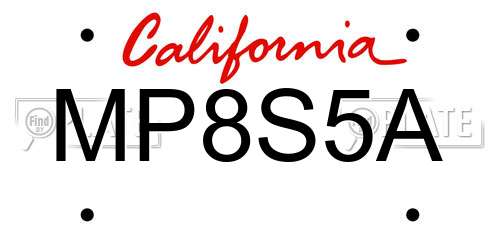 MP8S5A California License Plate