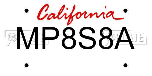 MP8S8A California License Plate