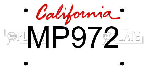 MP972 California License Plate