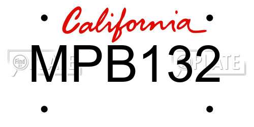 MPB132 California License Plate