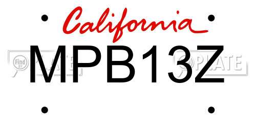 MPB13Z California License Plate