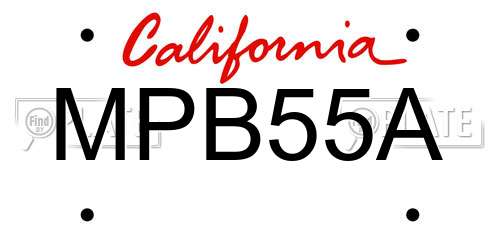 MPB55A California License Plate