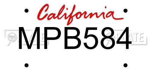 MPB584 California License Plate