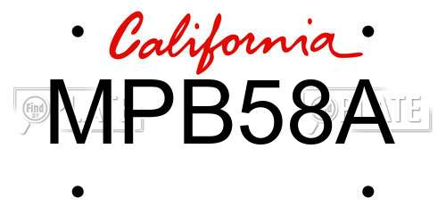 MPB58A California License Plate