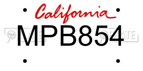 MPB854 California License Plate