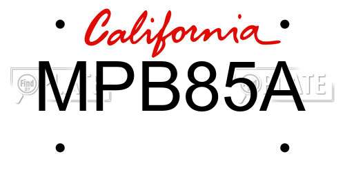 MPB85A California License Plate